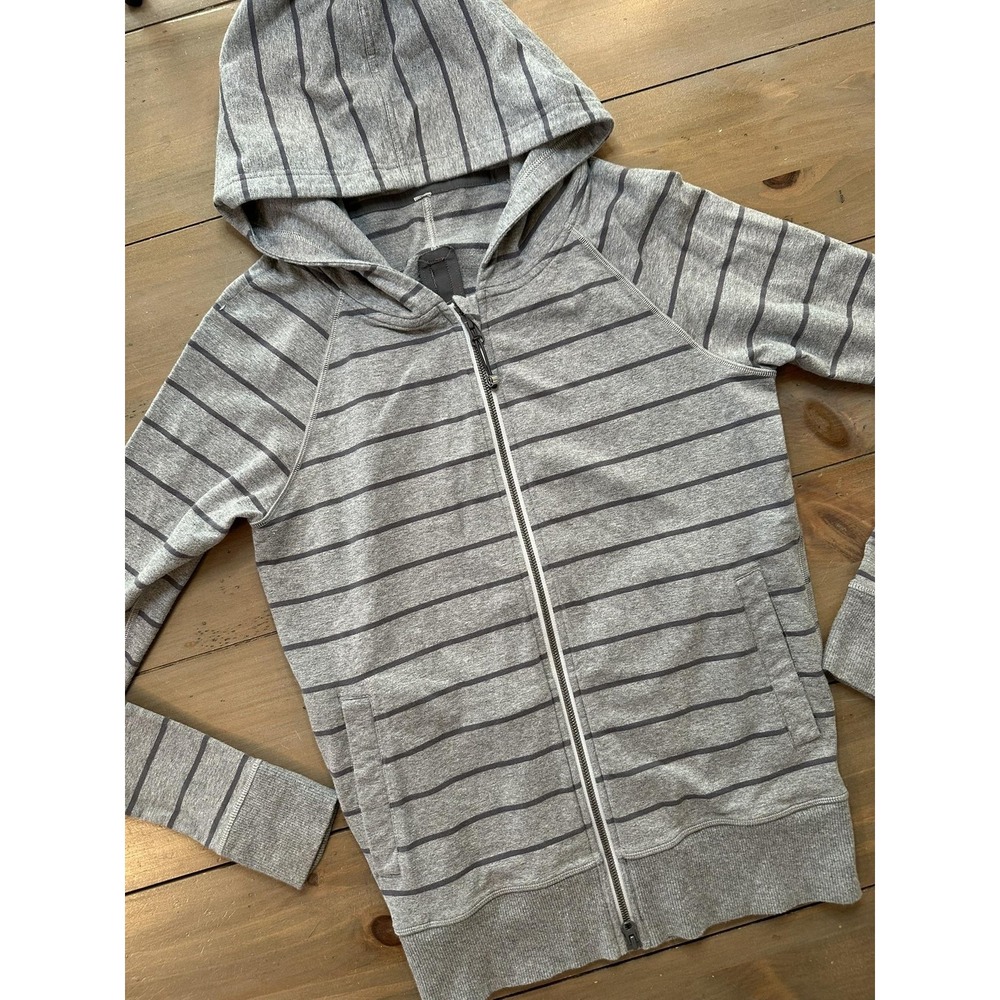 Lululemon Hoodie Womens 2 Rollin' With My Omies Full Zip Striped Gray W4E10S
